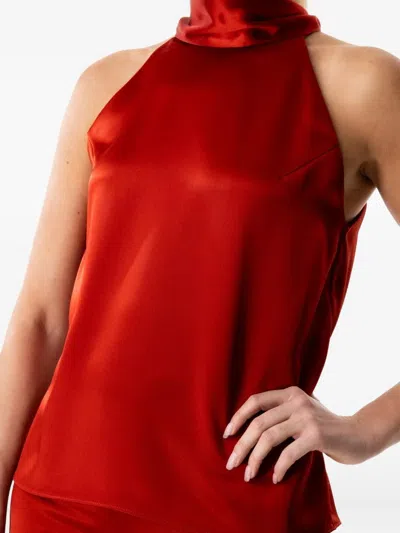 Galvan Halter-neck Bow-detail Blouse In Red