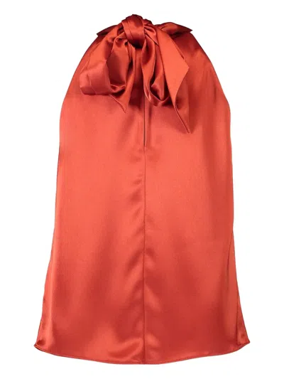 Galvan Halter-neck Bow-detail Blouse In Red
