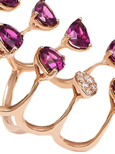 Stéfère 18k Rose Gold Aurore Amethyst And Sapphire Ring In Brown