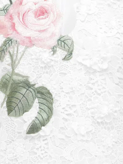 Leo Lin Briana V Neck Embroidered Lace Mini Dress In White