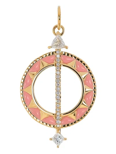 Monica Rich Kosann 18k Yellow Gold Sundial Diamond Pendant In Multi