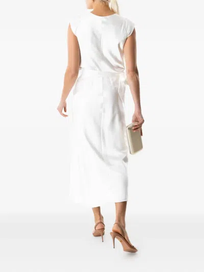 Peter Cohen Wrap-neck Cap-sleeve Dress In White