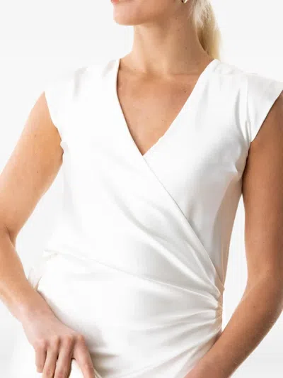 Peter Cohen Wrap-neck Cap-sleeve Dress In White