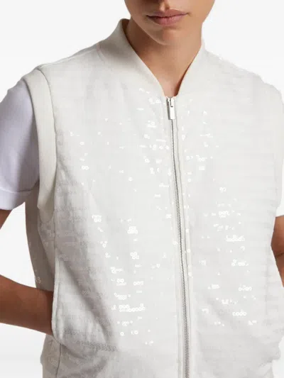 Peserico Sequin-striped Vest In White