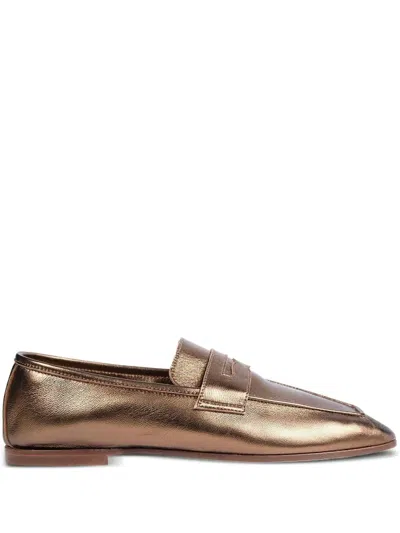 Sophique Essenziale Metallic Leather Loafers In Brown