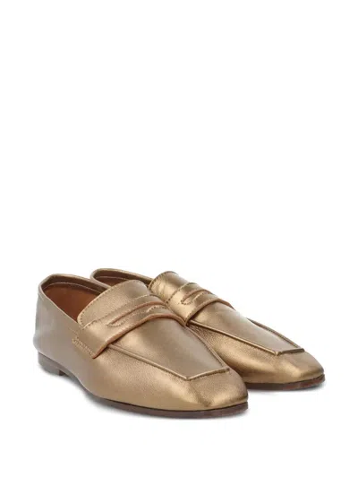 Sophique Essenziale Metallic Leather Loafers In Brown