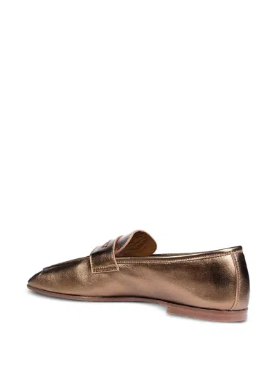 Sophique Essenziale Metallic Leather Loafers In Brown
