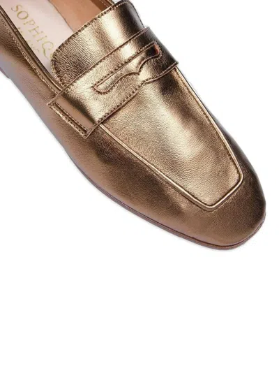 Sophique Essenziale Metallic Leather Loafers In Brown