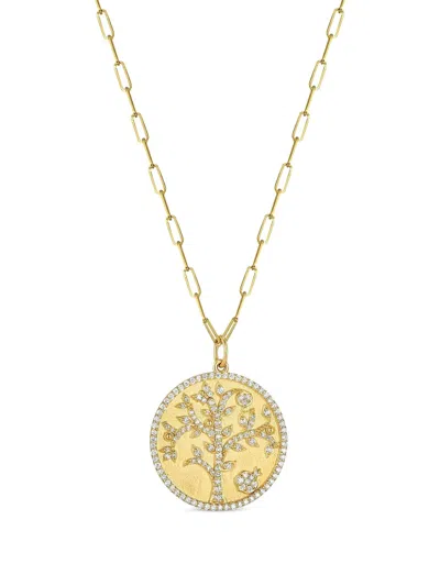 Tanya Farah 18k Yellow Gold Tree Of Life Diamond Necklace In Gold
