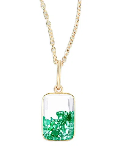 Moritz Glik 18k Yellow Gold Emerald And Sapphire Necklace In Green