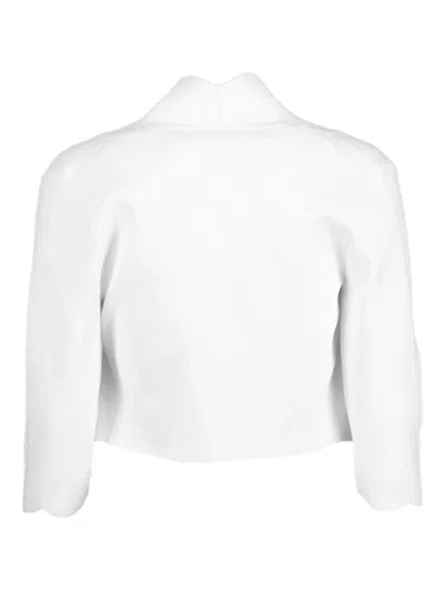 Lela Rose Scallop-hem Knit Bolero In White
