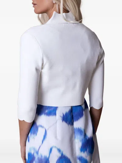 Lela Rose Scallop-hem Knit Bolero In White