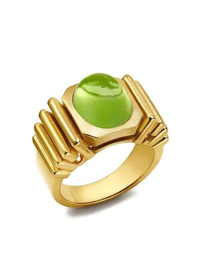 Van Robot 18k Yellow Gold Can Dynasty Peridot Signet Ring In Gold