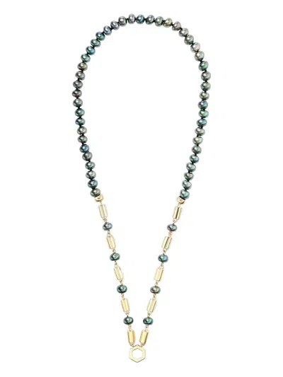 Harwell Godfrey 18k Yellow Gold Pearl Beaded Necklace In Green