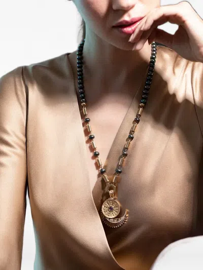 Harwell Godfrey 18k Yellow Gold Pearl Beaded Necklace In Green