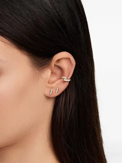 Melissa Kaye 18k Yellow Gold Diamond Triplet Stud Earring In Multi