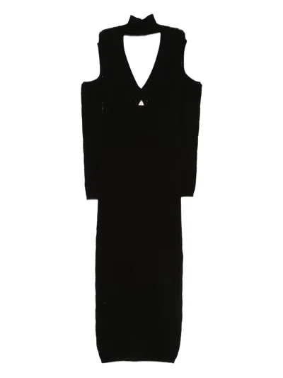 Akep Knitted Midi Dress In Black