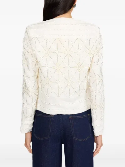 Christy Lynn Jessie Beaded Geometric-pattern Fitted Jacket In White
