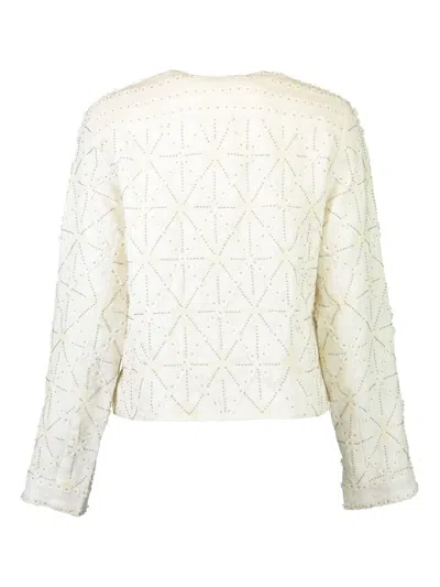 Christy Lynn Jessie Beaded Geometric-pattern Fitted Jacket In White