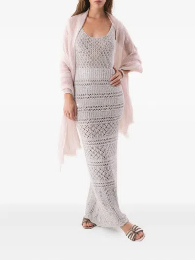 Eleventy Striped Lurex Scarf In Brown