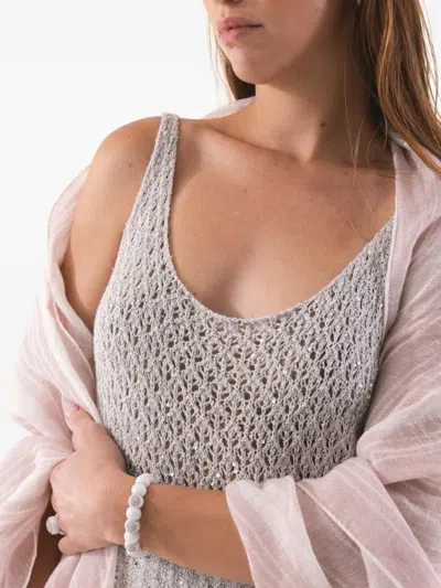 Eleventy Striped Lurex Scarf In Brown