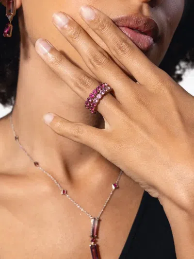 Fiszman Jewel 18k White Gold Rubellite Eternity Ring In Pink