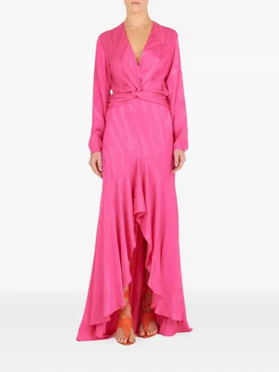 Silvia Tcherassi Albarella Twist-detail Ruffled Maxi Dress In Pink