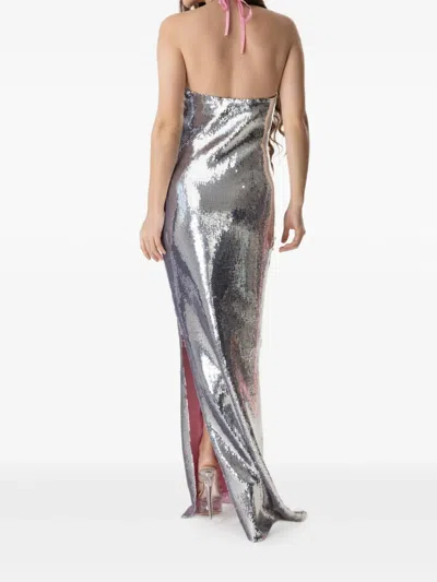 Rodarte Sequin Flower-appliqué Dress In Silver