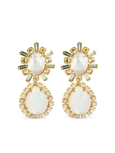 Bounkit Jewelry Pearl Baguette Earrings In Gold