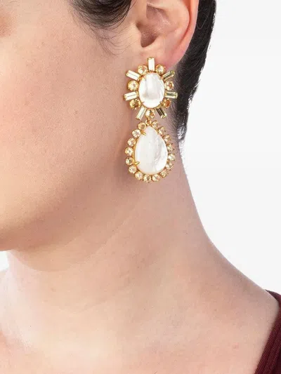 Bounkit Jewelry Pearl Baguette Earrings In Gold