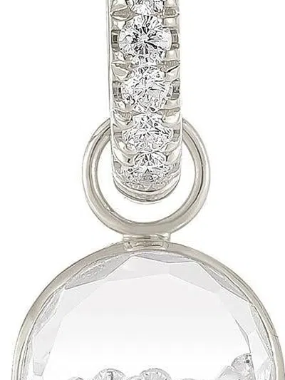 Moritz Glik 18k White Gold Shaker Hugger Diamond Earrings In Silver