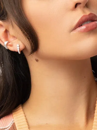 Anita Ko 18k White Gold Baguette Wave Diamond Ear Cuff In Brown