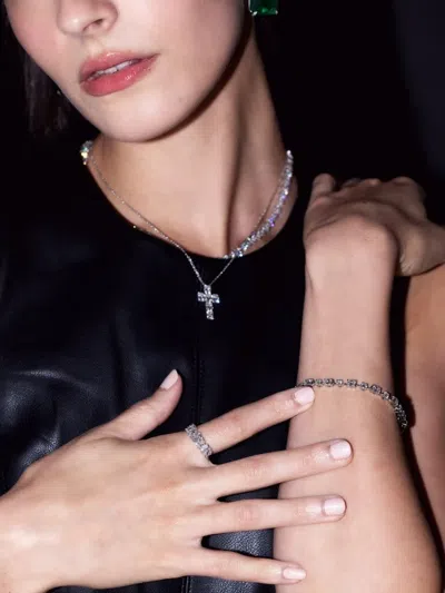 Suzanne Kalan 18k White Gold Diamond Ring In Blue