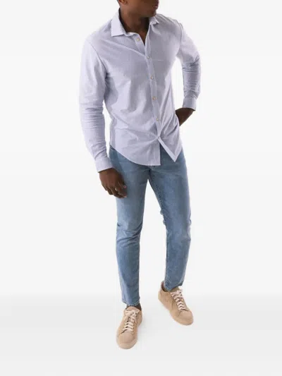 Eleventy Stripe-pattern Long-sleeve Shirt In Blue