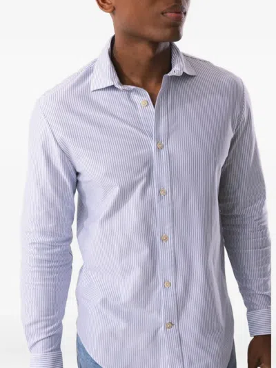 Eleventy Stripe-pattern Long-sleeve Shirt In Blue