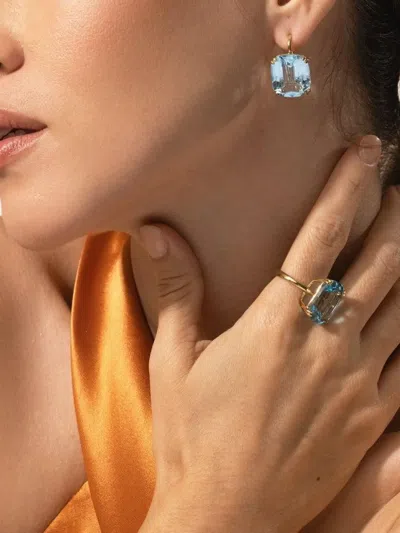 Goshwara Gossip Cushion Cut Stone Drop Earrings In Blue