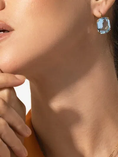 Goshwara Gossip Cushion Cut Stone Drop Earrings In Blue