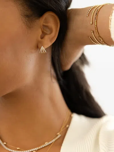 Dana Rebecca Designs Yellow Gold Diamond Burst Huggie Earrings In Gold