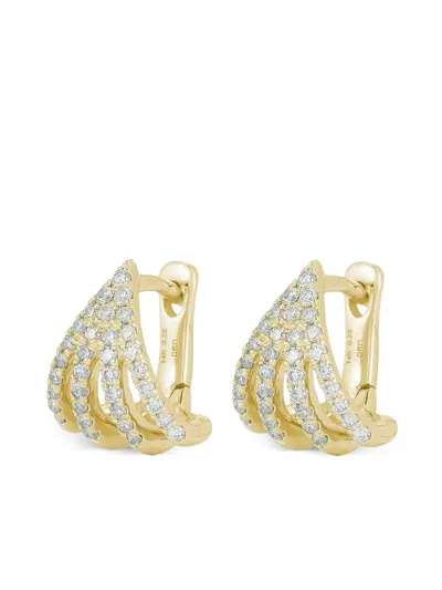 Dana Rebecca Designs Yellow Gold Diamond Burst Huggie Earrings In Gold