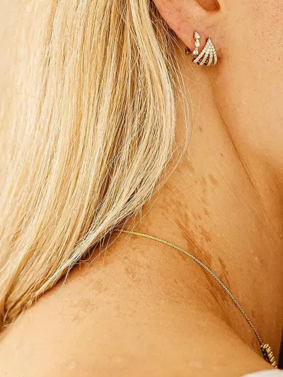 Dana Rebecca Designs Yellow Gold Diamond Burst Huggie Earrings In Gold