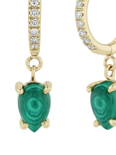 Zoë Chicco 14k Yellow Gold Diamond And Malachite Earrings In Gold