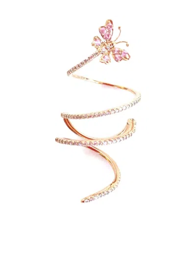 Stéfère 18k Rose Gold Butterfly Spiral Sapphire And Diamond Ring In Gold