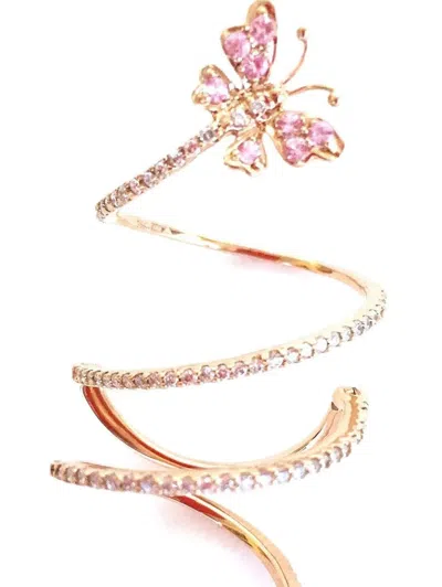 Stéfère 18k Rose Gold Butterfly Spiral Sapphire And Diamond Ring In Gold