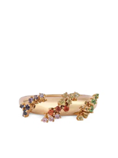 Ananya 18k Yellow Gold Scatter Sapphire And Diamond Ring In Gold