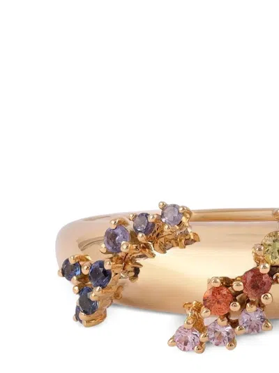 Ananya 18k Yellow Gold Scatter Sapphire And Diamond Ring In Gold