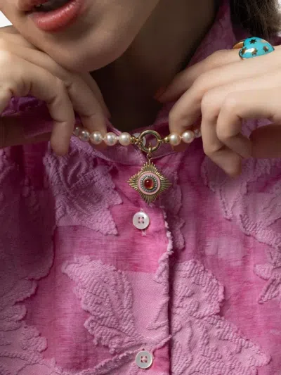 Storrow Jewelry 14kt Yellow Gold Vivienne Medallion Necklace In Gold