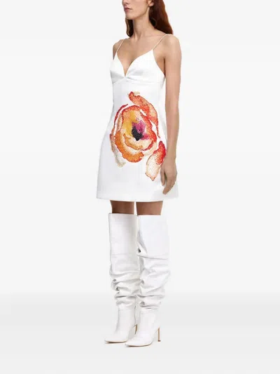 Acler Pendoylan Floral-embellished Satin Dress In Multi