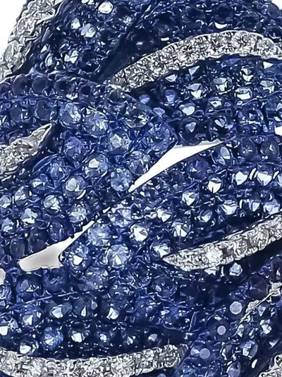 Stéfère 18k White Gold Leaf Diamond And Sapphire Ring In Blue
