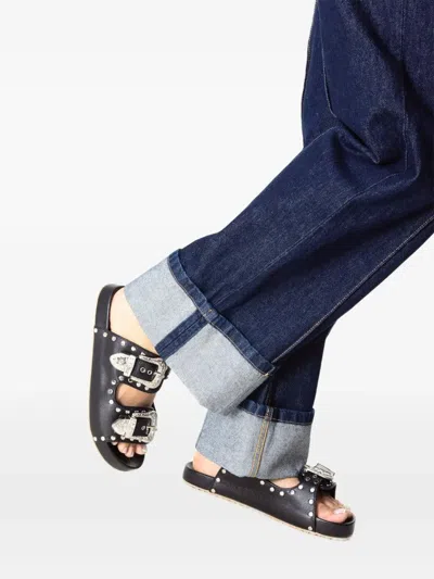 Mystique Buckle Studded Sandals In Brown