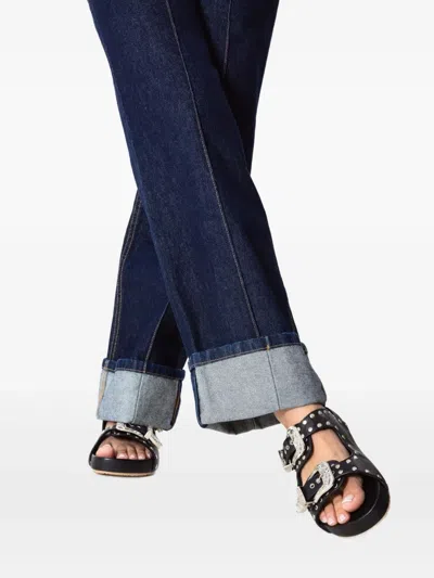 Mystique Buckle Studded Sandals In Brown